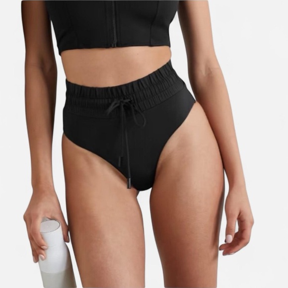 good American black high waisted drawstring framer bikini briefs bottoms sz XS - Picture 6 of 6